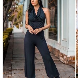 Aria Lattner Elegant Black Halter Jumpsuit
